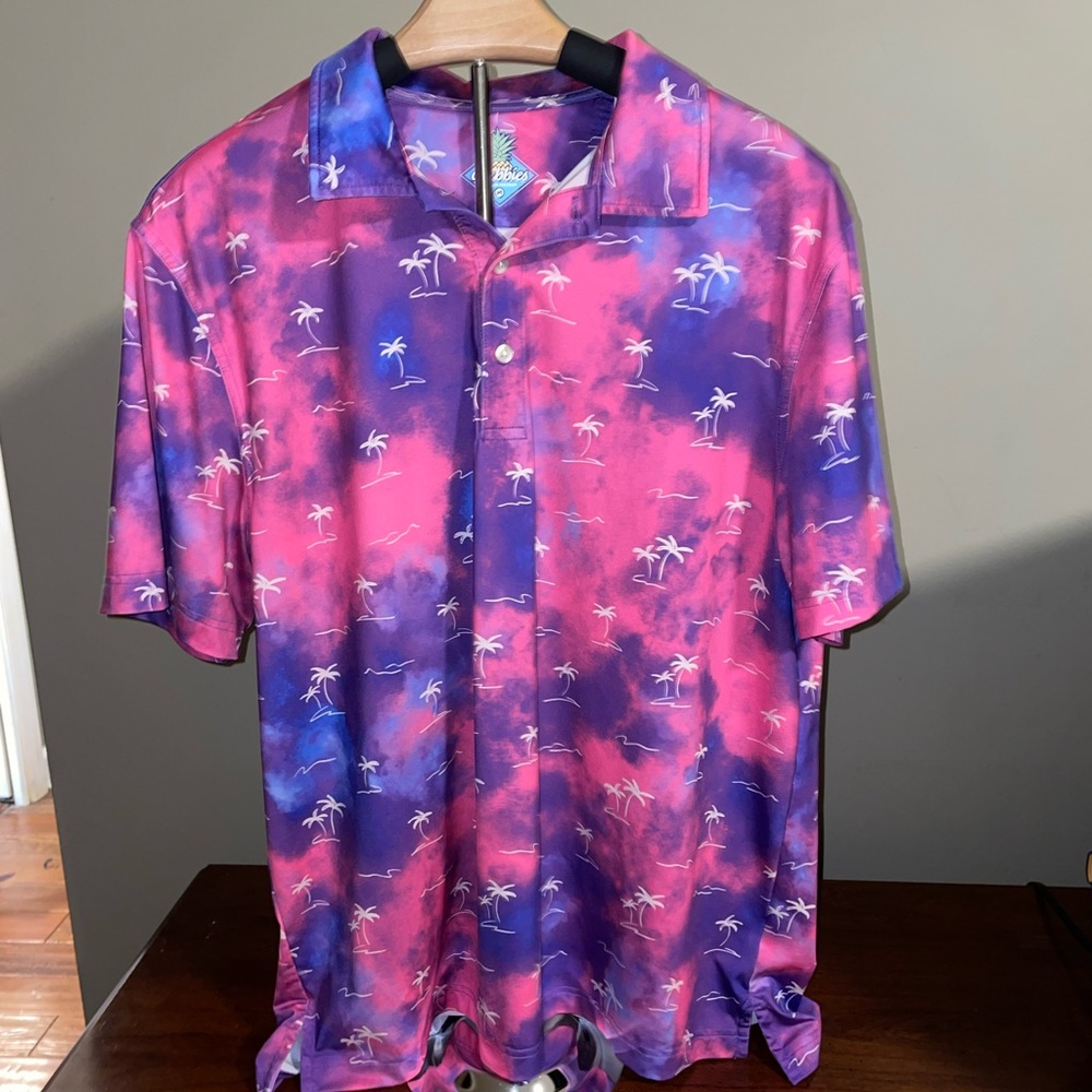 Chubbies Hawaiian Polo Shirt - Vibrant Neon Palm Trees. Size Medium. Worn Twice.